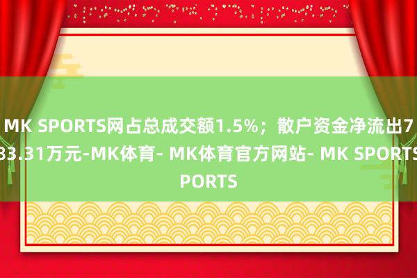 MK SPORTS网占总成交额1.5%；散户资金净流出783.31万元-MK体育- MK体育官方网站- MK SPORTS