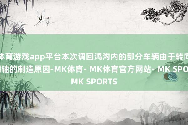 体育游戏app平台本次调回鸿沟内的部分车辆由于转向中间轴的制造原因-MK体育- MK体育官方网站- MK SPORTS
